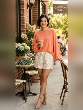 Free People Main Squeeze Hacci Knit Salmon Orange Sweater Size XS